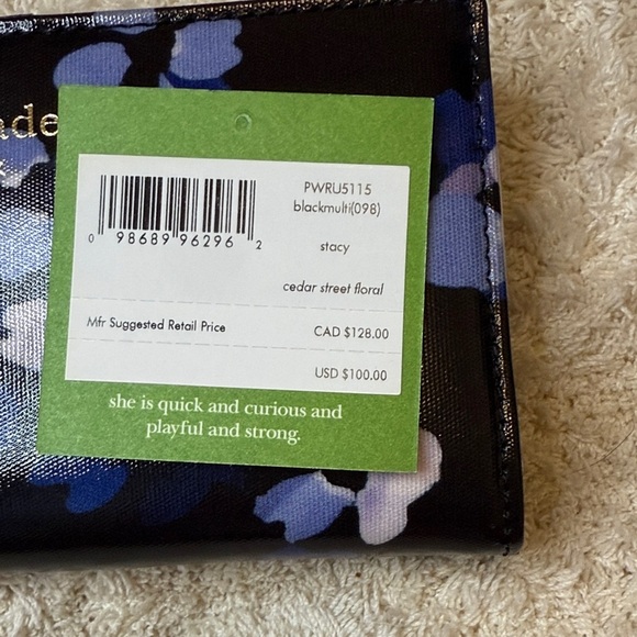 NWT Kate Spade Cedar Street Floral Black and Blue Wallet - Picture 2 of 9